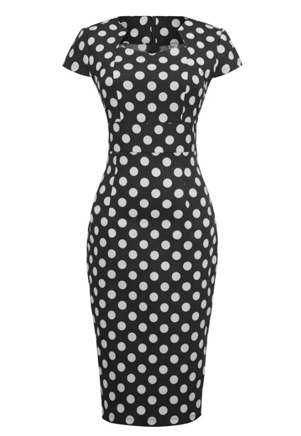 Robe Crayon Année 50 Pois - Louise Vintage
