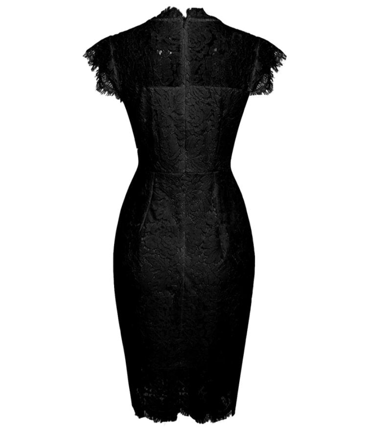 Robe Crayon Dentelle Vintage Noire - Louise Vintage