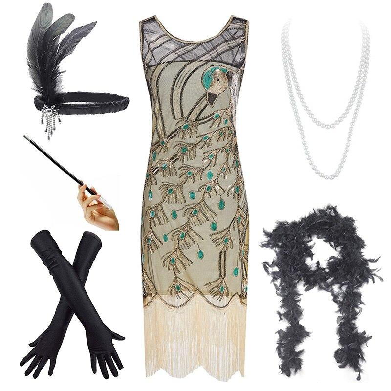 Robe de Cocktail Année 20 Dorée (Avec Accéssoires) - Louise Vintage