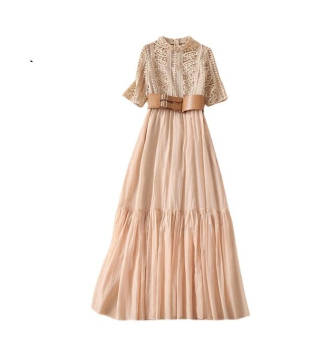Robe Dentelle Rose Pale Vintage - Louise Vintage