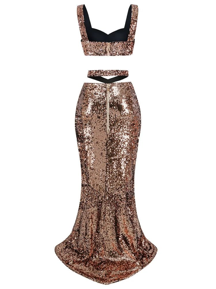 Robe Disco Année 70 Dorée - Louise Vintage
