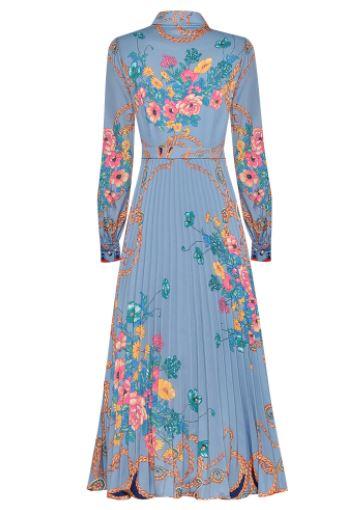 Robe Droite Style Année 40 Bleu - Louise Vintage