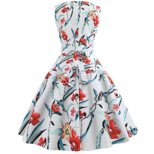 Robe Evasée Vintage Blanche Fleurs - Louise Vintage