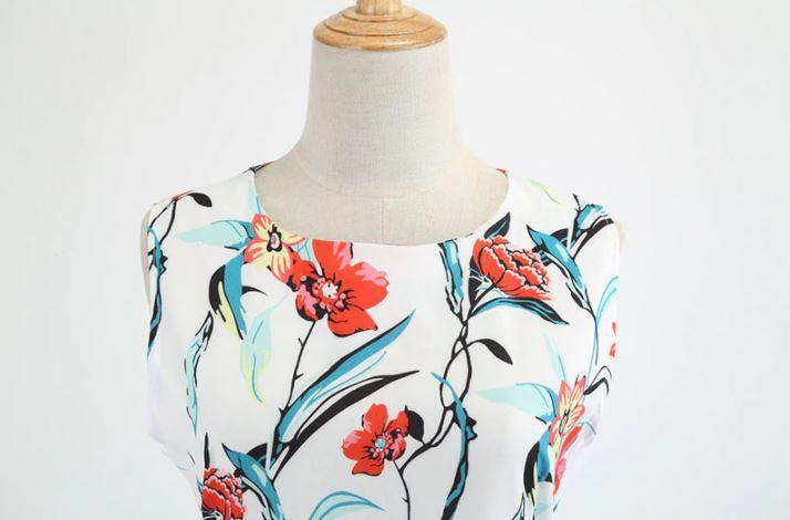 Robe Evasée Vintage Blanche Fleurs - Louise Vintage