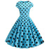 Robe Evasée Vintage Ciel Pois Noirs - Louise Vintage