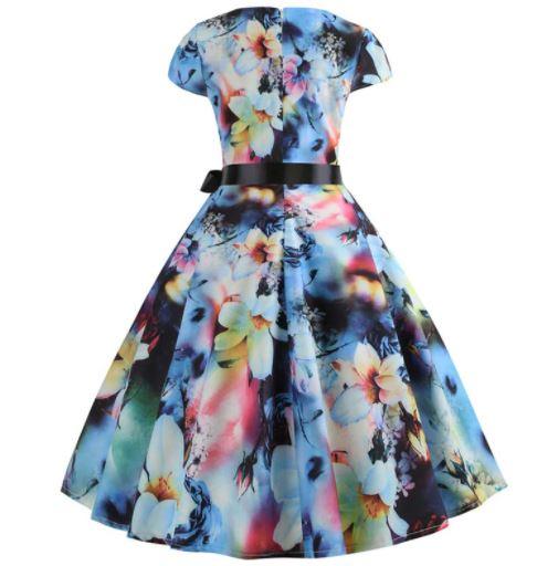Robe Evasée Vintage Fleurs Pastel - Louise Vintage