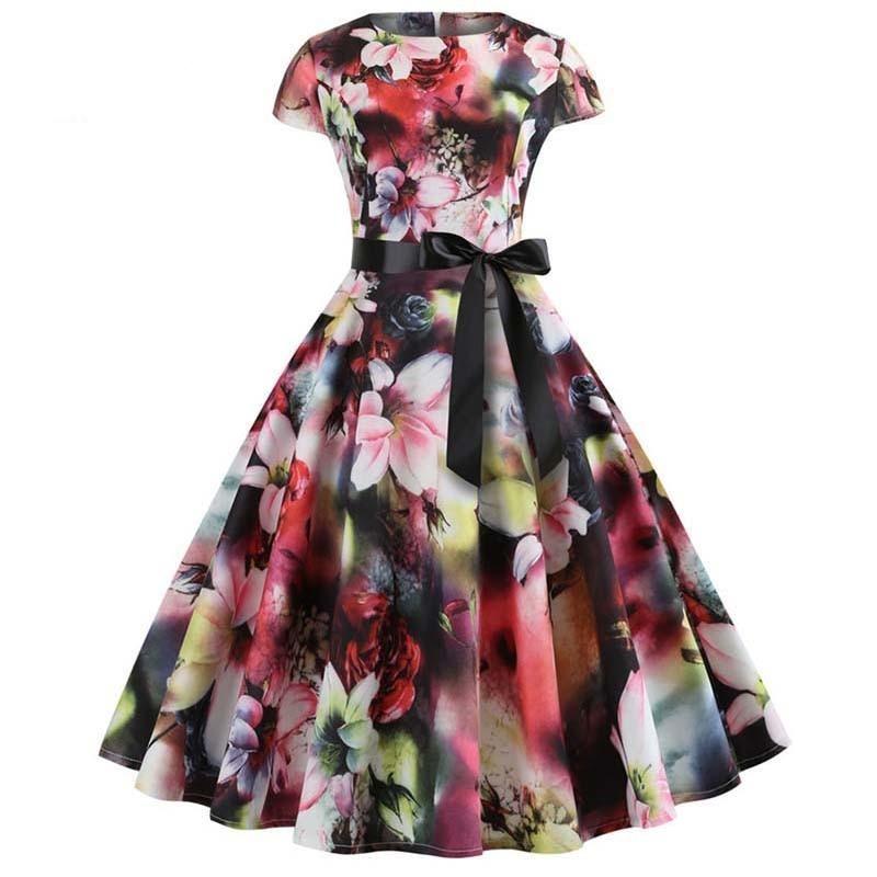Robe Evasée Vintage Fleurs Patchwork - Louise Vintage
