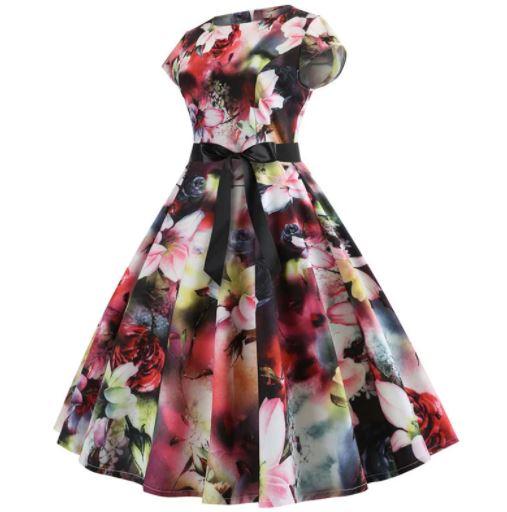 Robe Evasée Vintage Fleurs Patchwork - Louise Vintage