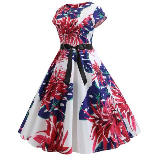 Robe Evasée Vintage Grosses Fleurs - Louise Vintage