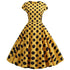 Robe Evasée Vintage Jaune Pois Noirs - Louise Vintage