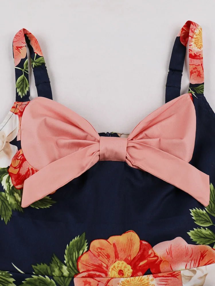 Robe Evasée Vintage Marine Fleurs - Louise Vintage