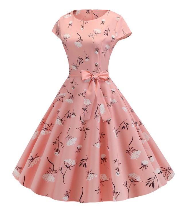 Robe Evasée Vintage Rose Fleurie - Louise Vintage