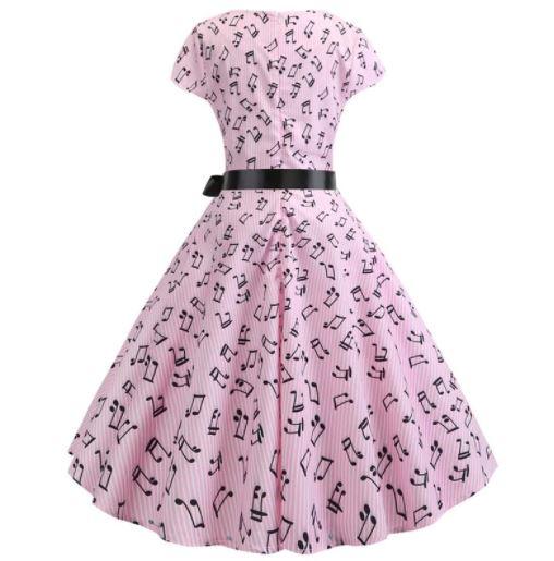 Robe Evasée Vintage Rose Musique - Louise Vintage