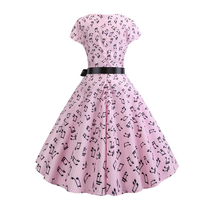 Robe Evasée Vintage Rose Printemps - Louise Vintage