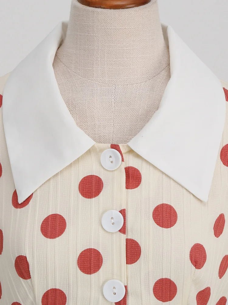 Robe Fifties Rouge Col Claudine - Louise Vintage