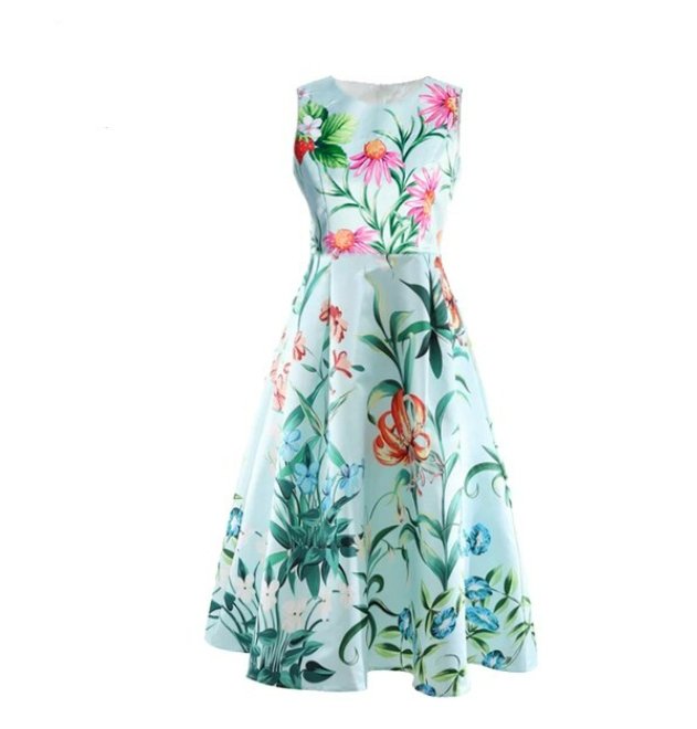 Robe Fleurs Années 40 Menthe - Louise Vintage