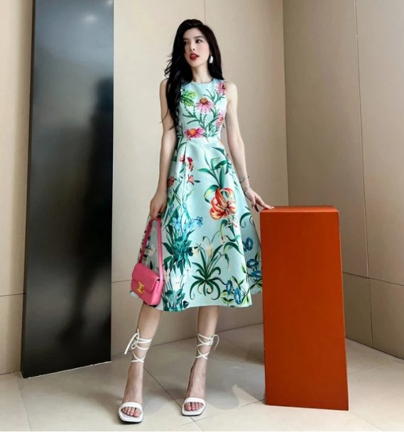 Robe Fleurs Années 40 Menthe - Louise Vintage