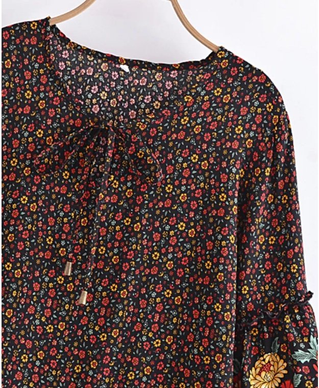 Robe Hippie Année 70 Noire - Louise Vintage