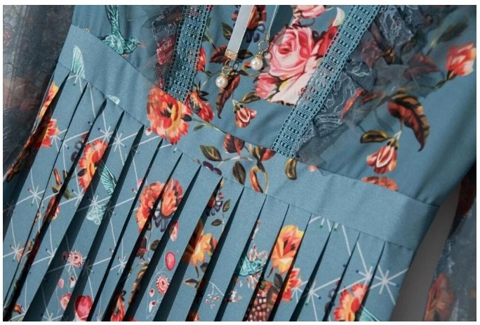 Robe Longue à Fleurs Vintage Menthe - Louise Vintage