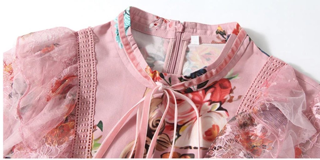 Robe Longue à Fleurs Vintage Rose - Louise Vintage