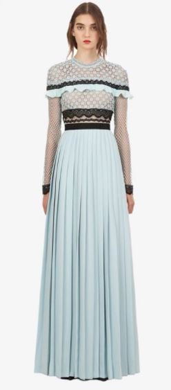 Robe Longue a Volant Vintage Bleue - Louise Vintage