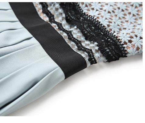 Robe Longue a Volant Vintage Bleue - Louise Vintage