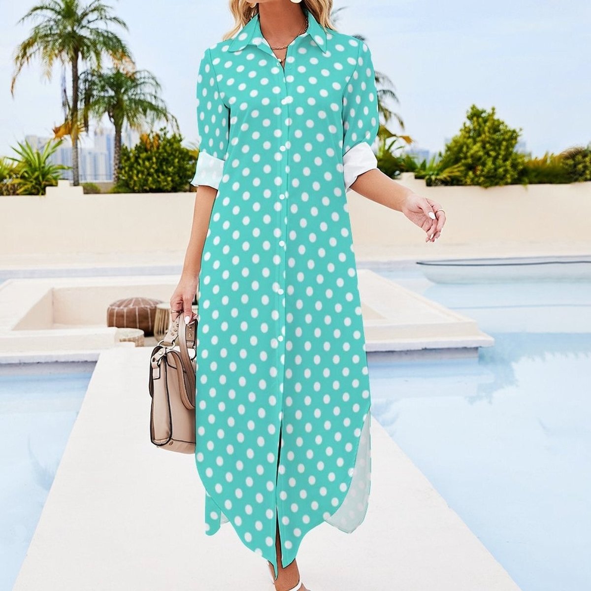 Robe Longue Année 70 Turquoise - Louise Vintage
