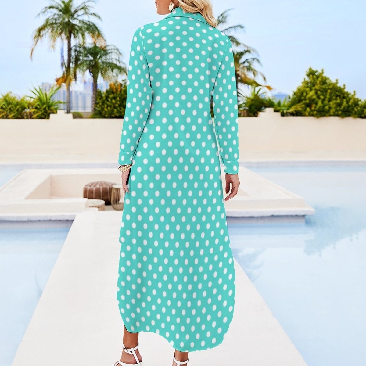 Robe Longue Année 70 Turquoise - Louise Vintage