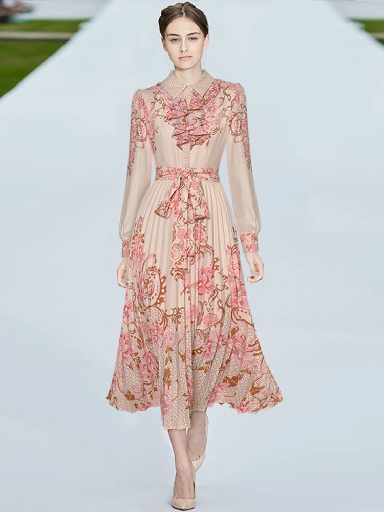 Robe Longue Fleurie Vintage Rose - Louise Vintage