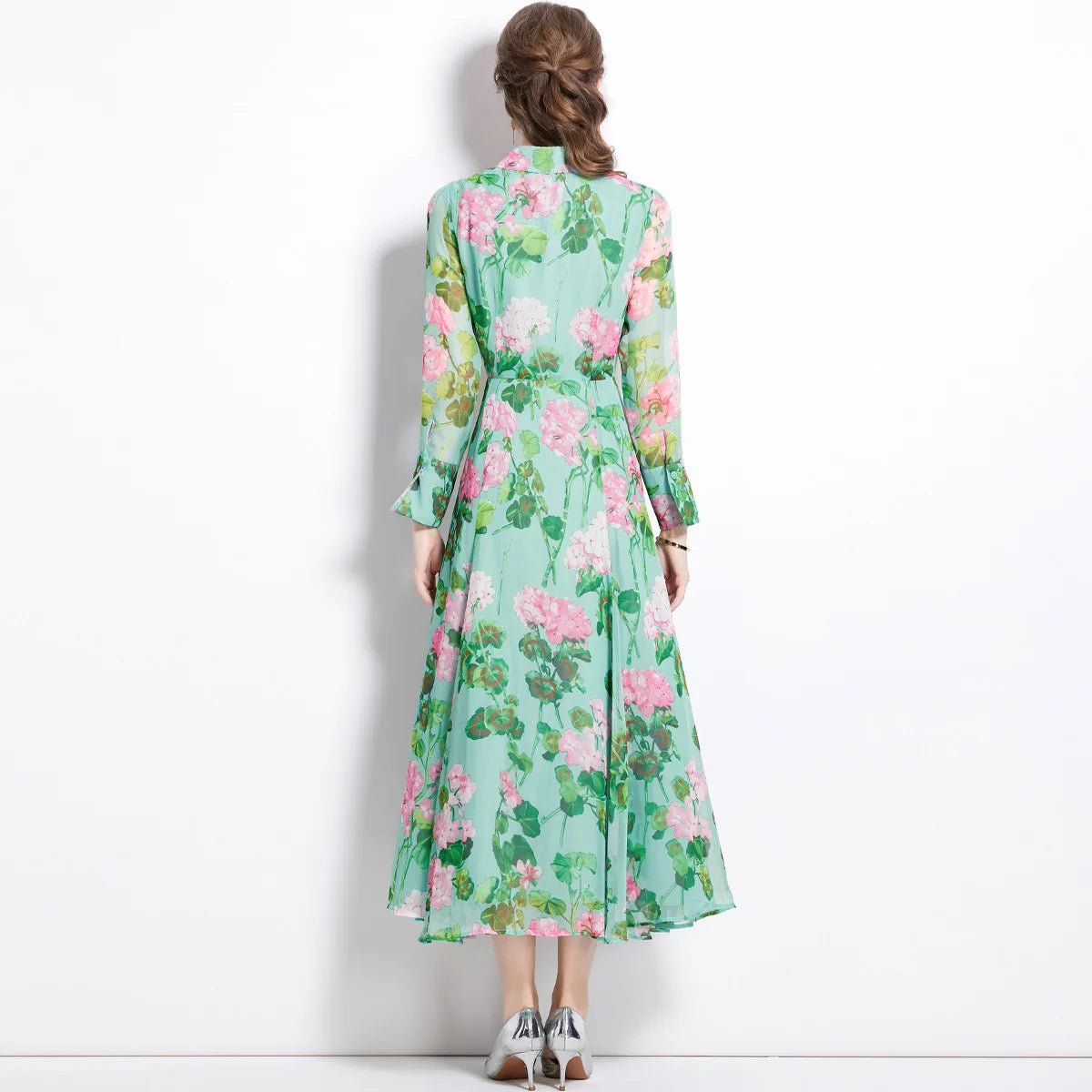 Robe Longue Fleurie Vintage Verte - Louise Vintage