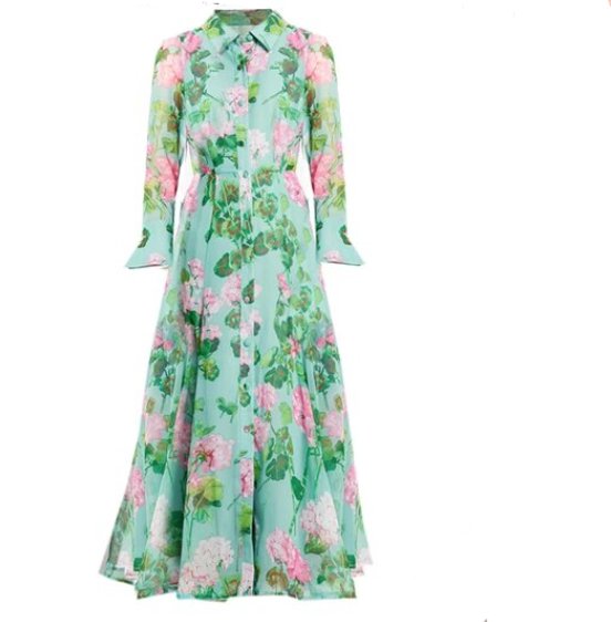 Robe Longue Fleurie Vintage Verte - Louise Vintage