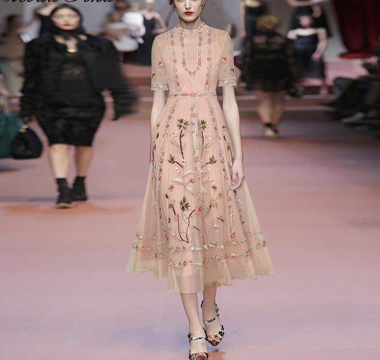 Robe Mi Longue Année 30 40 Rose - Louise Vintage