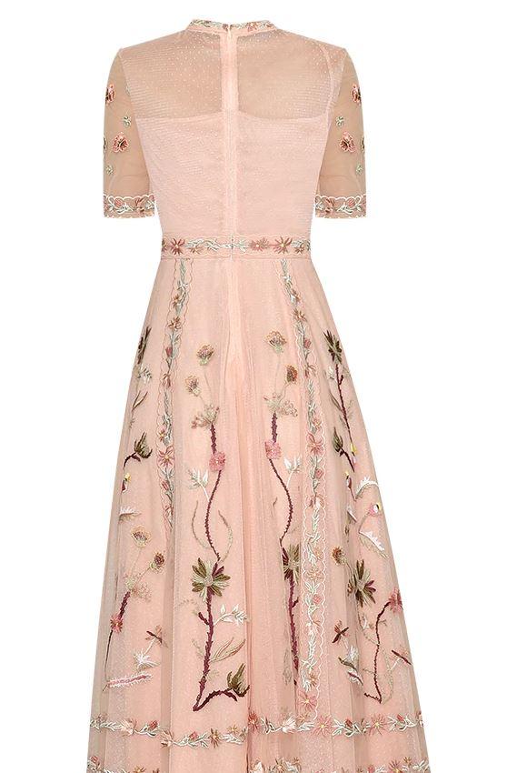 Robe Mi Longue Année 30 40 Rose - Louise Vintage