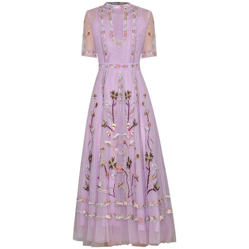 Robe Mi Longue Année 30 40 Violet - Louise Vintage
