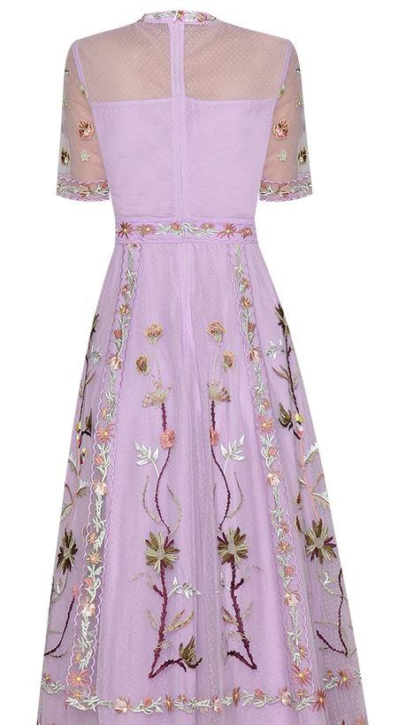 Robe Mi Longue Année 30 40 Violet - Louise Vintage