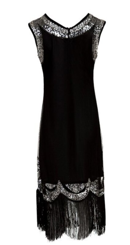 Robe Noire Années 20 (Avec Accéssoires) - Louise Vintage
