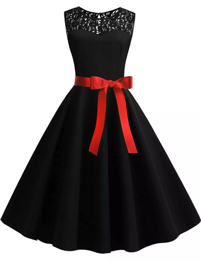 Robe Noire Rétro Années 50 - Louise Vintage