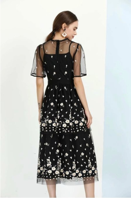 Robe Rétro 1940s Dentelle Noire - Louise Vintage