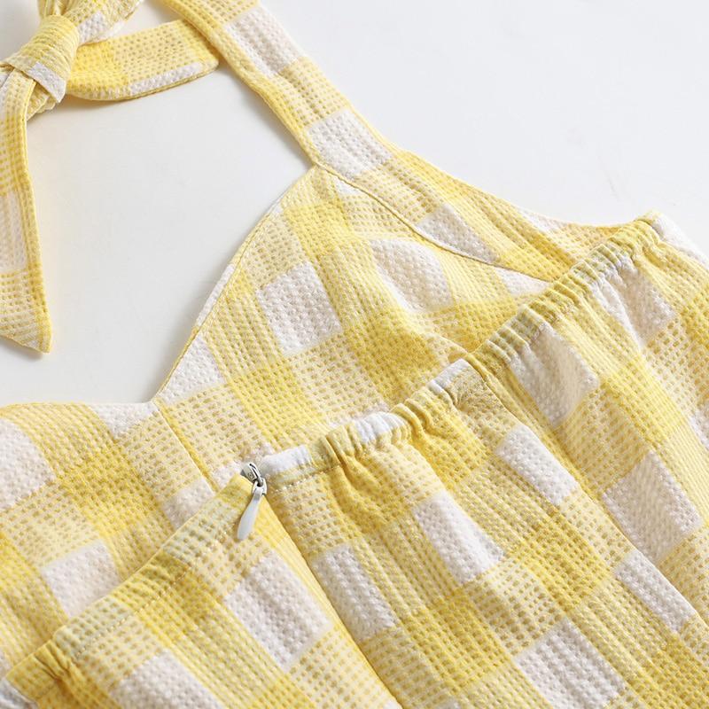 Robe Rétro Carreaux Jaune - Louise Vintage