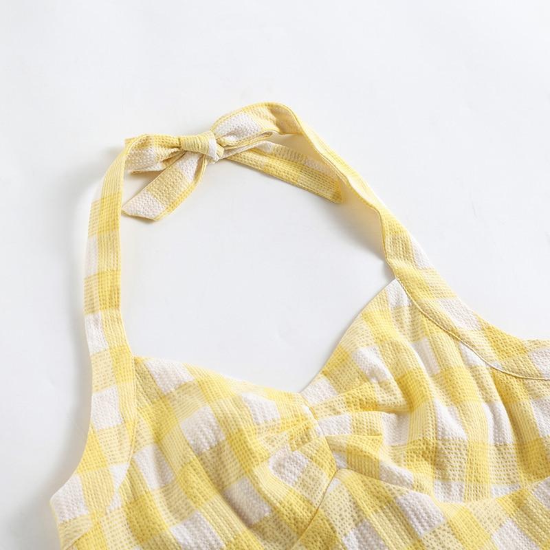 Robe Rétro Carreaux Jaune - Louise Vintage