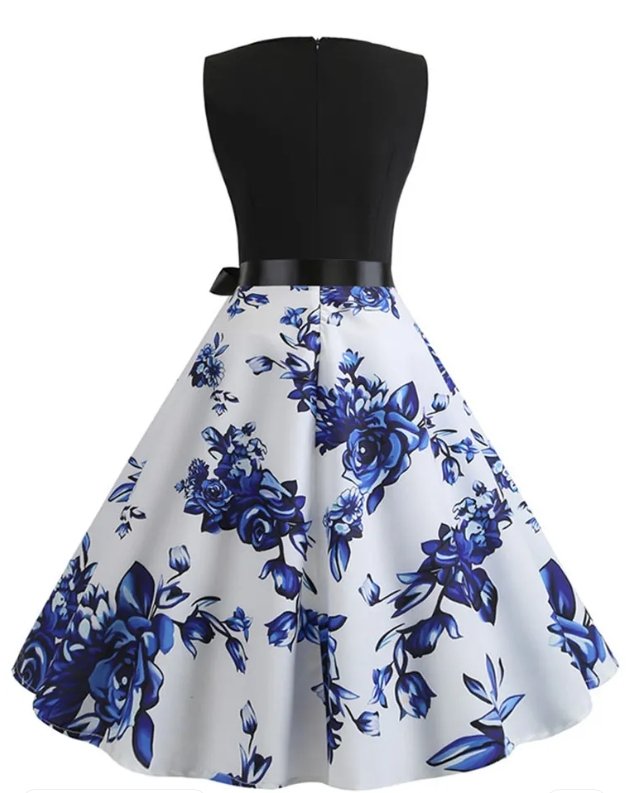 Robe Rétro Sans Manches Bleu - Louise Vintage