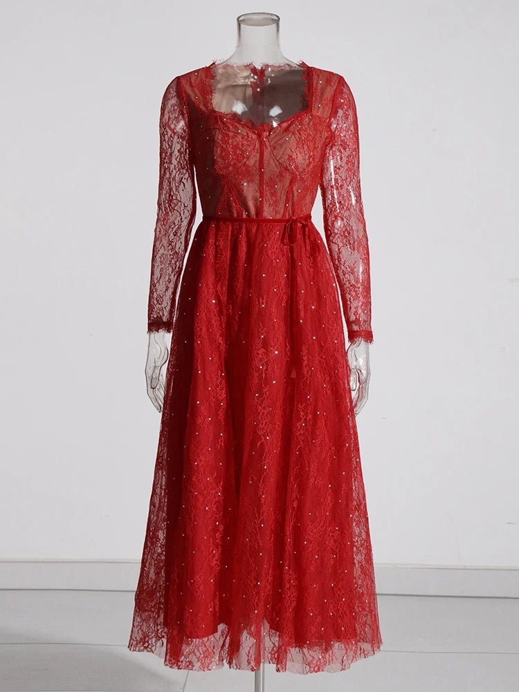 Robe Rouge Dentelle Vintage - Louise Vintage