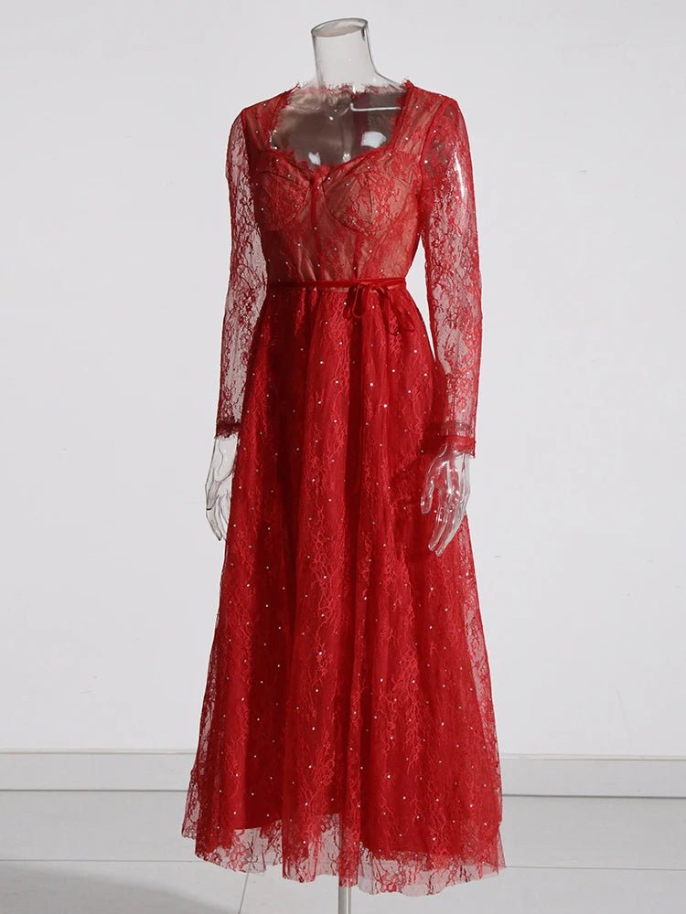 Robe Rouge Dentelle Vintage - Louise Vintage