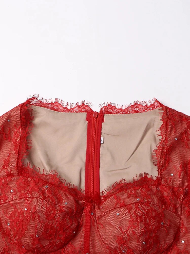 Robe Rouge Dentelle Vintage - Louise Vintage