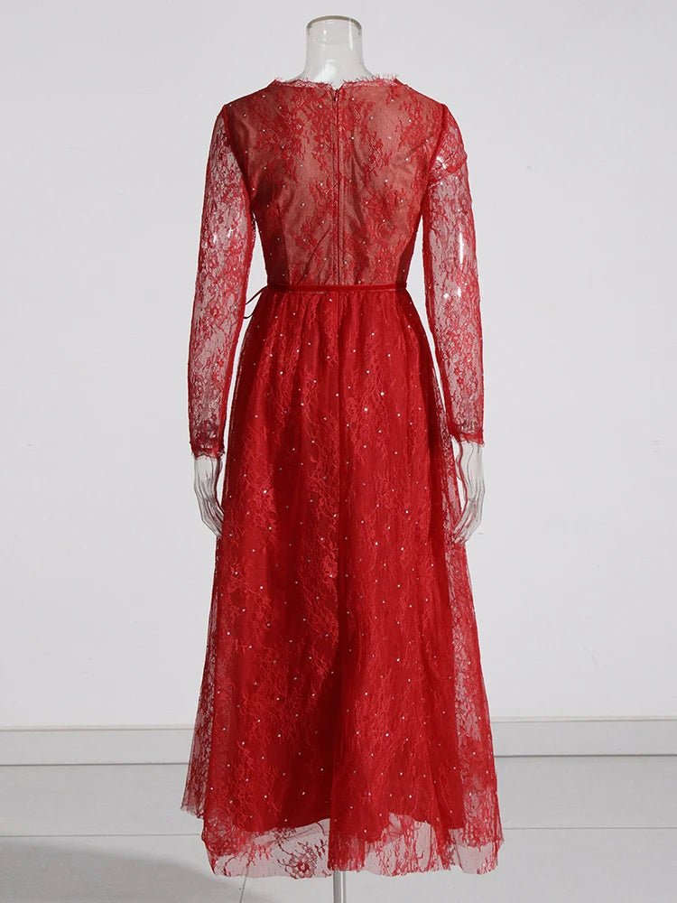 Robe Rouge Dentelle Vintage - Louise Vintage