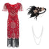 Robe Rouge Soirée Thème Années 20 (Avec Accéssoires) - Louise Vintage