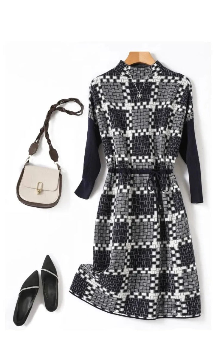Robe Seventies à carreaux - Louise Vintage