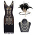 Robe Soirée Année 20 Noire Dorée (Avec Accéssoires) - Louise Vintage