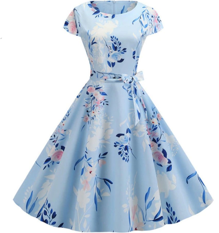 Robe Style Année 50 pas Cher Bleu - Louise Vintage