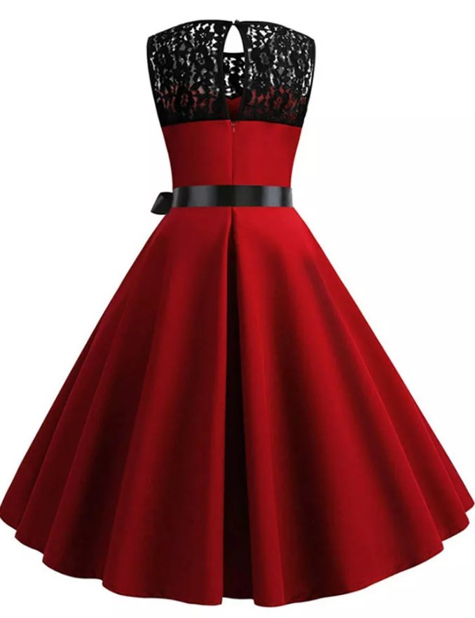 Robe Style Année 60 Femme Bordeaux - Louise Vintage